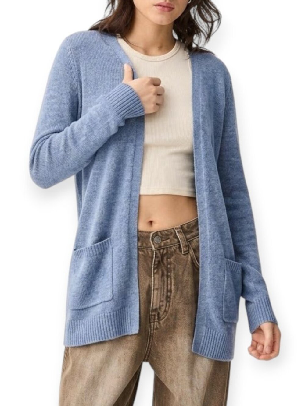 Simons Twik XL Soft Pastel Blue V-Neck Long Cardigan